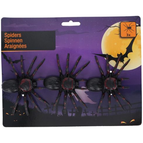 Halloween dekoráció - műanyag pókok 3 darab