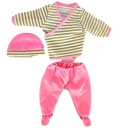 Játékbaba ruha 40-45cm - Rózsaszín csíkos