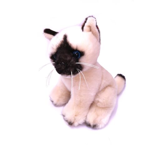 Plüss cicák - Plüss Ragdoll cica ülő bézs színben 18cm