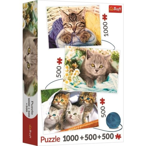 Aranyos cicák 1000+500+500 db-os puzzle Trefl