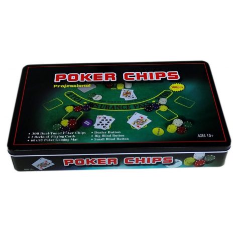 Kártya játékok - Poker set 300 db-os Fém játéktároló dobozban