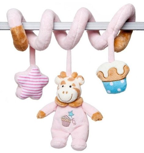 Csörgők kisbabáknak - Babakocsira akasztható spirálos bébi játék plüssből Artesavi rózsaszín zsiráf