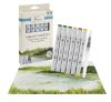 Aquarell marker set - 2 heggyel 6 db-os készlet az erdő színeivel vízzel tölthető ecsettel.