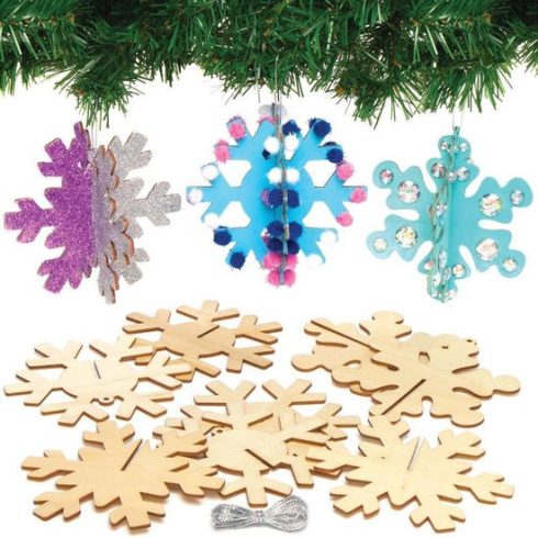 Karácsonyi dekorálható fa 3Dhópelyhek 6 db-os Baker Ross