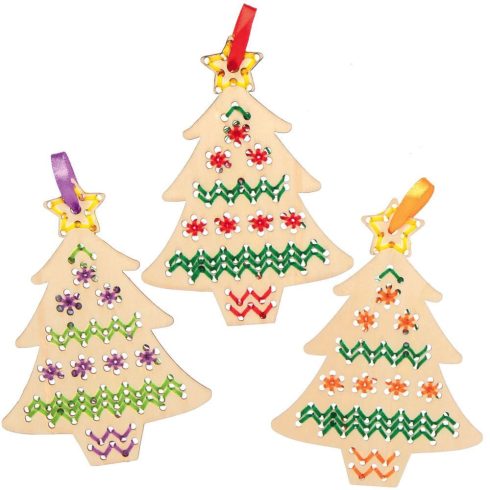 Karácsonyfa keresztszemesvarrókészlet fa függődísz 5db-os Baker Ross