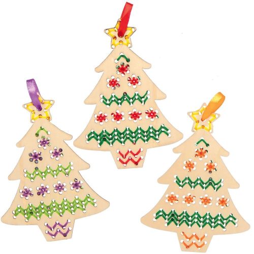 Karácsonyfa keresztszemesvarrókészlet fa függődísz 5db-os Baker Ross
