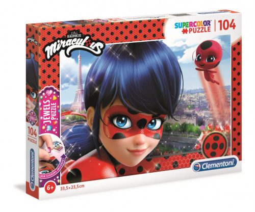 Miraculous - Katicabogár és Fekete Macska kalandjai 104 db-os Puzzle strasszokkal - Clementoni