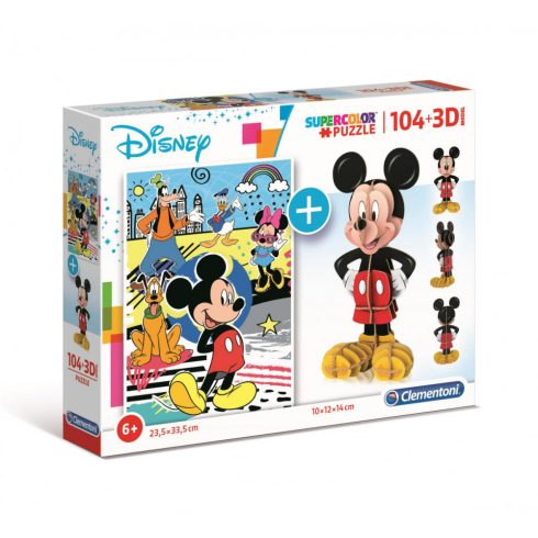 Disney Mickey egér - 104 db-os Puzzle és 3D model 2 az 1-ben - Clementoni