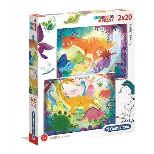 Funny Dinos - 2x20 db-os puzzle - Clementoni                 