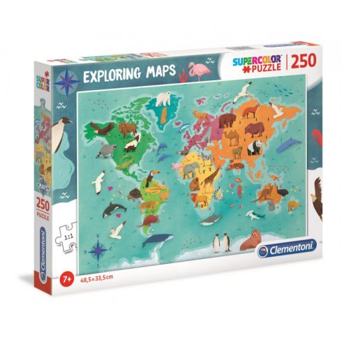 Exploring Maps - Világatlasz felfedező puzzle 250 db - Clementoni