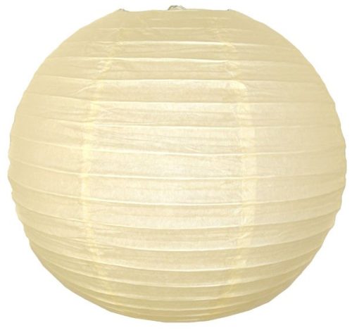 Party dekoráció - Lampion gömb papír 25 cm krém színű