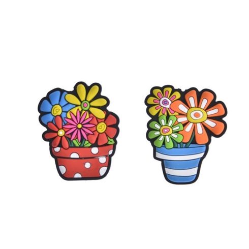 Ajándékok divatos termékek gyerekeknek - Virág cserépben hűtőmágnes gumi 6,7x5,5cm multicolor