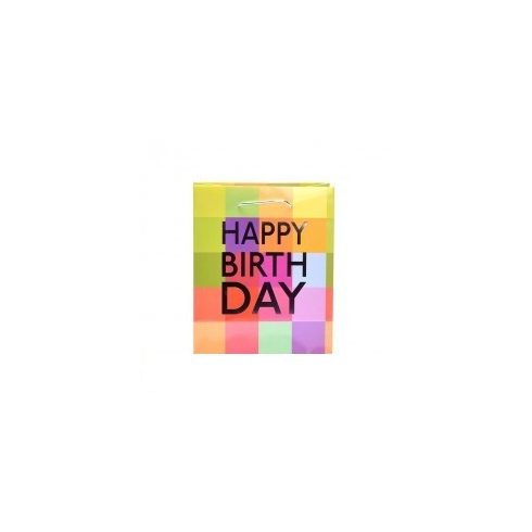 Ajándék tasakok - Ajándék tasak Happy Birthday felirattal 14x15x6