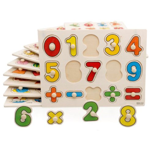 Fa fogantyús puzzle számokkal