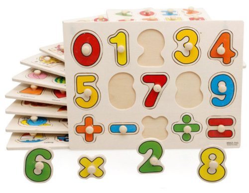 Fa fogantyús puzzle számokkal