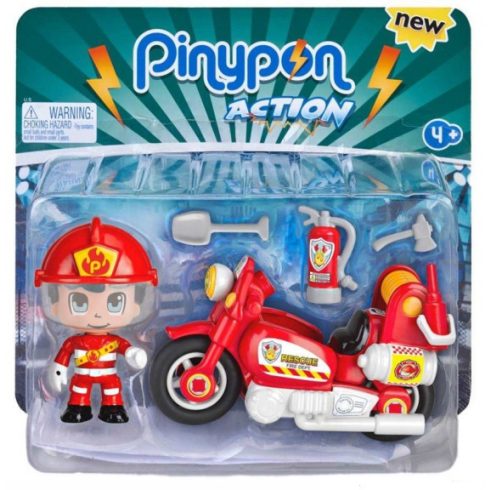 Pinypon Action - tűzoltó motorbiciklivel játék szett