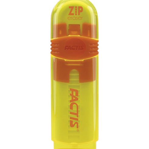 Radír Factis színes átlátszó műanyag tokban kupakkal 1 db sárga
