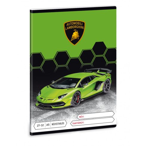 Iskolai négyszethálós füzet (kockás) A5 fiús Lamborghini