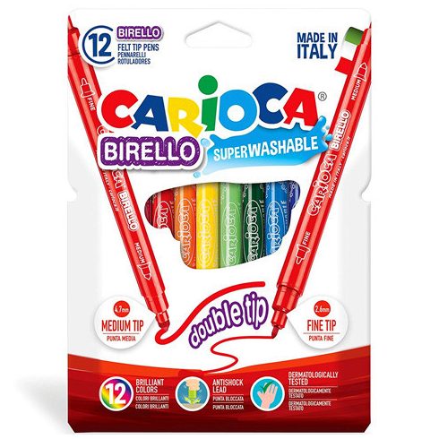 Írószerek - Carioca Színes filctoll 12db-os kétvégű