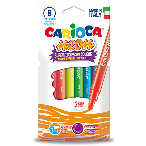 Fluoreszkáló neon színű filctoll 8 db-os készlet - Carioca vásárlás