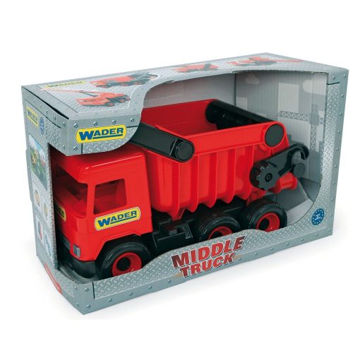 Műanyag járművek - Middle Truck Billentős dömper 43cm piros - Wader
