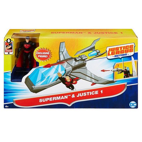 Szuperhősök - Igazság Ligája Superman figura és Justice 1 járgány