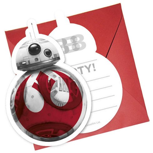 Party kiegészítők - Star Wars, Az utolsó Jedik, 6 db szülinapi zsúr meghívó borítékkal
