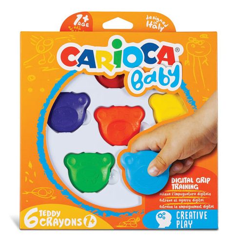 Teddy Crayons Maci formájú Baby Teddy zsírkréta 6 db-os - Carioca vásárlás