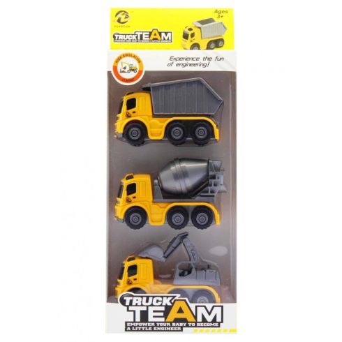 Autós játékok - Truck Team játék munkagépek 3 dbos szett
