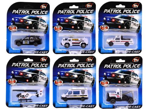 Autós játékok - Játék rendőrségi jármű 6 féle fekete-fehér