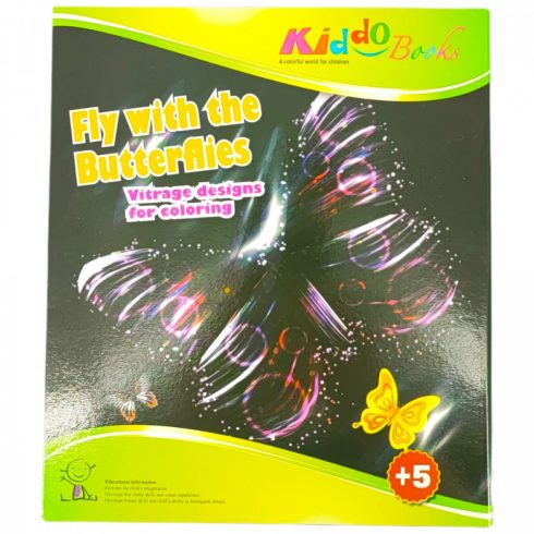 Iskola előkészítő foglalkoztató füzetek - Pillangók - Vitrage színező - Ablakdísz készítő