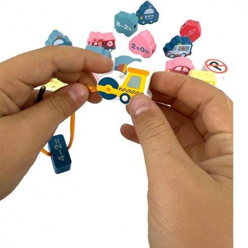 Autós számoló fűzőcske gyöngyök - fejlesztő játék 