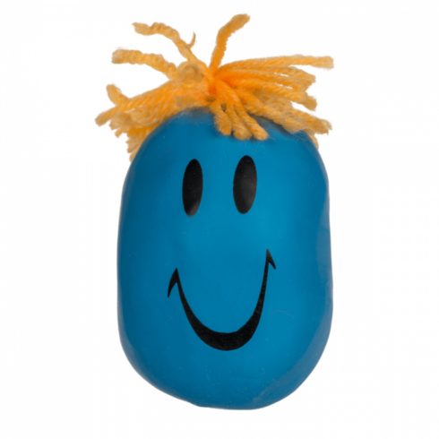 Stressz elleni labda, vicces arcokkal, kb. 8 cm, 6 színben