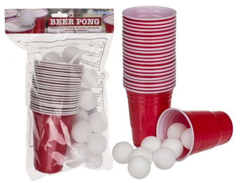 Partyjáték Beer Pong pohár és labda sörpongozáshoz