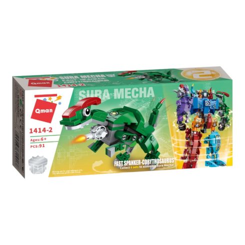 	 Sura Mecha - a dinoszaurusz transzformer építőjáték - zöld Corythosaurus 91 db