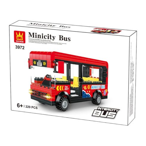 WANGE 3972 Intercity piros busz 229 db-os építőkocka - lego kompatibilis építőjáték