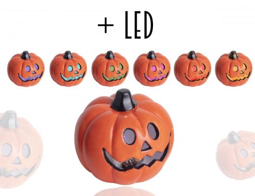 Kerámia Halloween tök LED lámpás