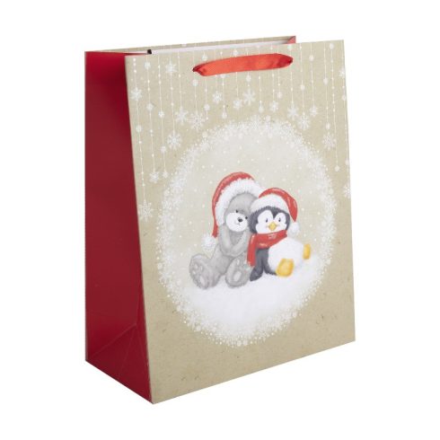 Karácsonyi ajándéktasak 31x42 cm - pingvin és maci