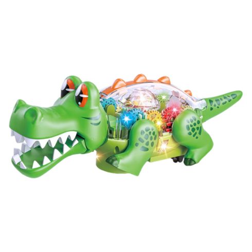 Krokodil fogaskerekekkel, fénnyel és hanggal - zöld