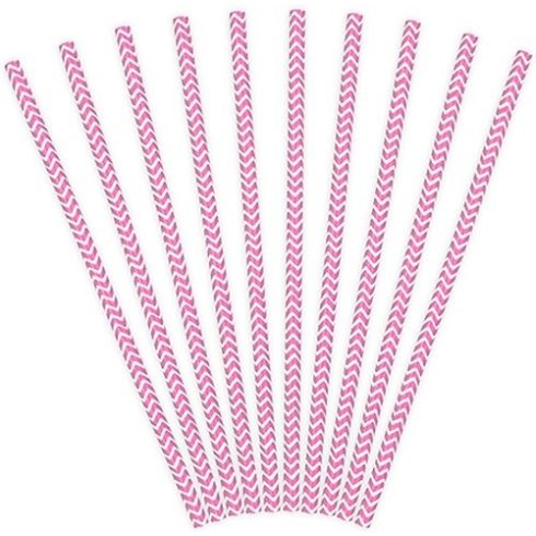 Party kiegészítők - Szívószál papír 19,5 cm pink S/10