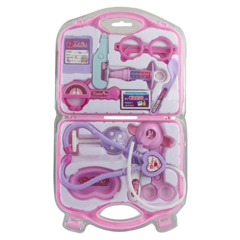Doktoros játék felszerelés bőröndben rózsaszín