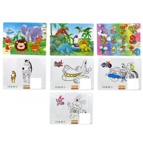 Gyerek puzzle és színező 21X28 cm többféle változatban