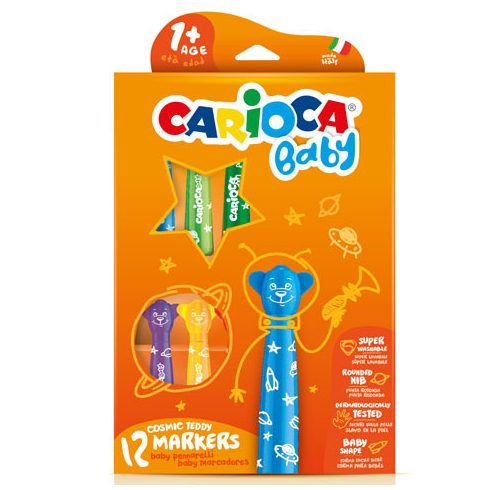 Írószerek - Carioca Színes macis bébi filctoll 12db-os szett kimosható